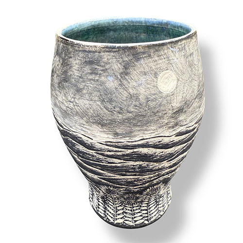 Michele Humphrey Sgraffito 4.5" Vessel Sunflowers Under Moon DP5238